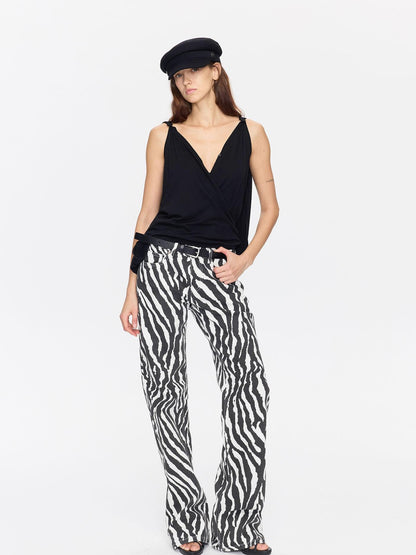 LYUOCHENG Animal Print Casual Mid Low Rise Women&