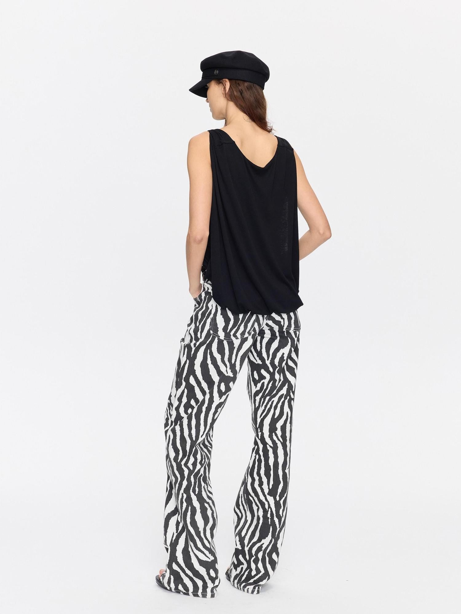 LYUOCHENG Animal Print Casual Mid Low Rise Women&