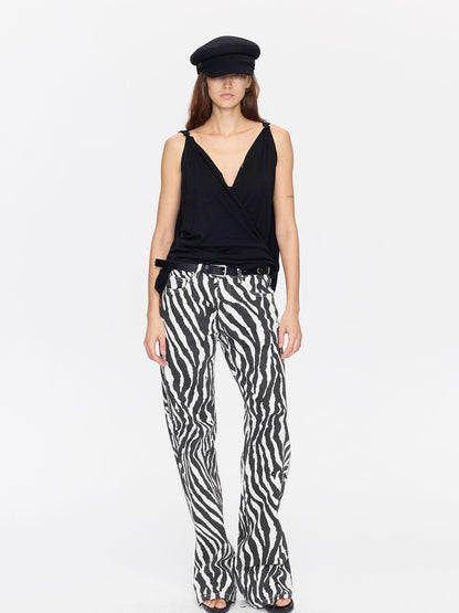 LYUOCHENG Animal Print Casual Mid Low Rise Women&