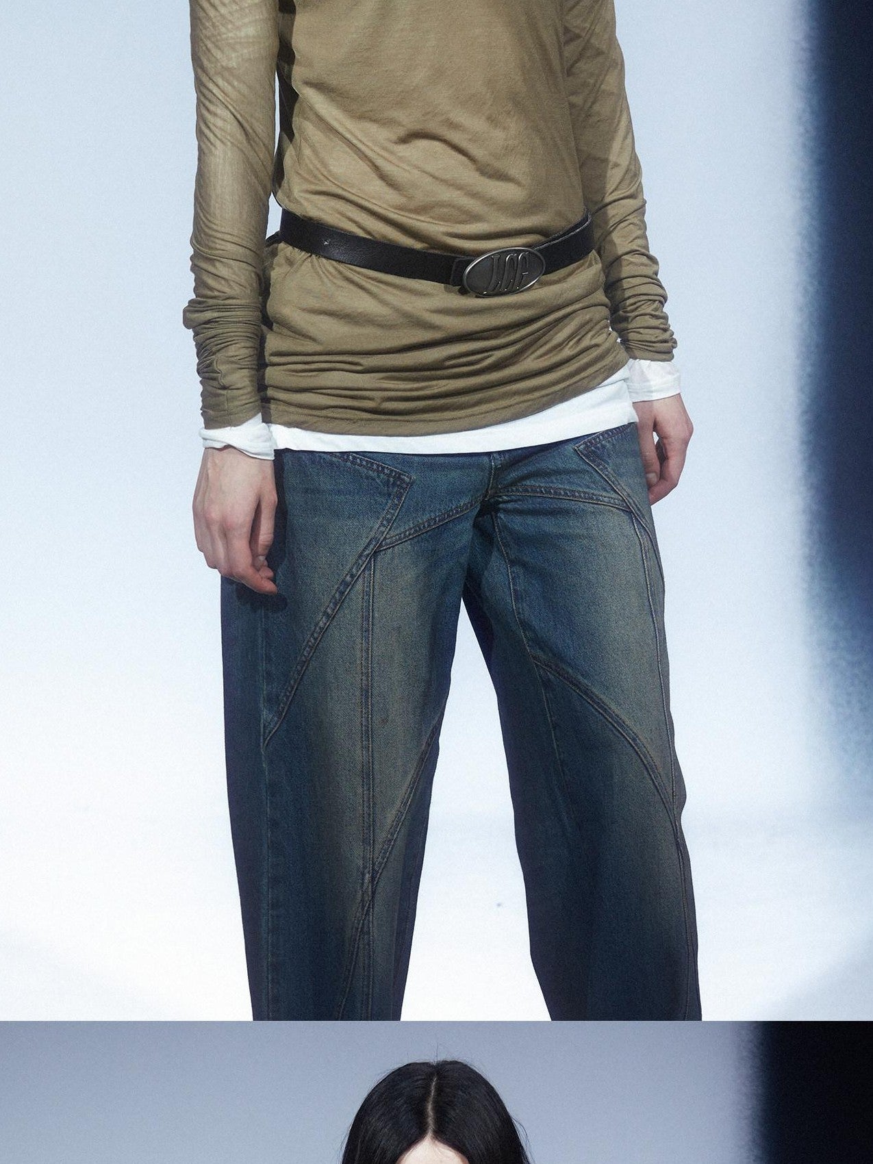 LYUOCHENG Army Green Mesh Crew Neck Straight Solid Women&