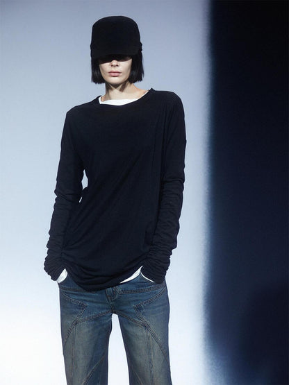 LYUOCHENG Army Green Mesh Crew Neck Straight Solid Women&