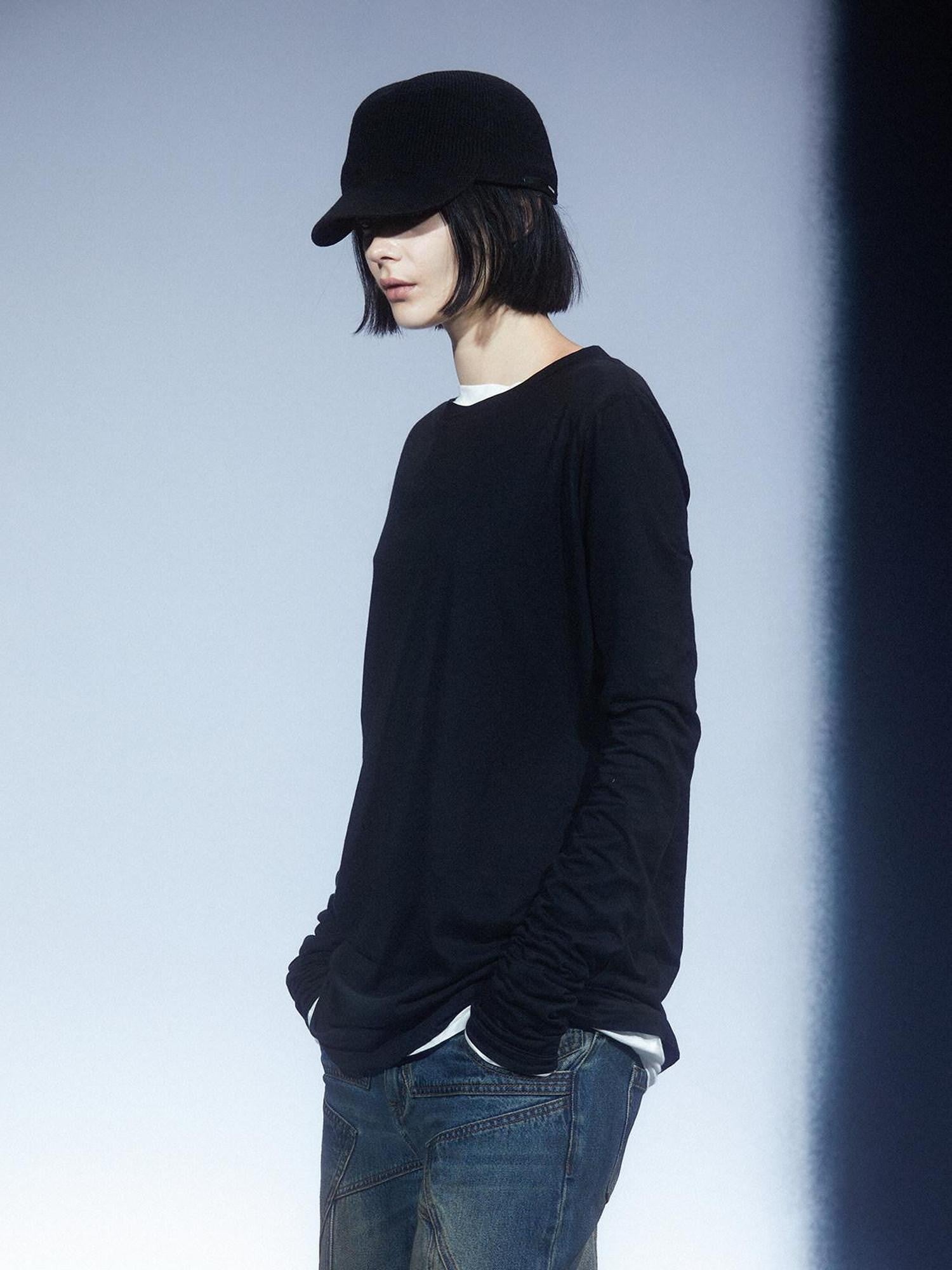 LYUOCHENG Army Green Mesh Crew Neck Straight Solid Women&