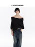 LYUOCHENG Asym Collar Drop Shoulder Knit Sweater