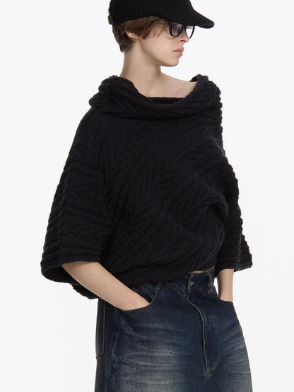 LYUOCHENG Asym Collar Drop Shoulder Knit Sweater