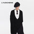 LYUOCHENG_Asymmetric_Draped_V-neck_Shirred_Women&