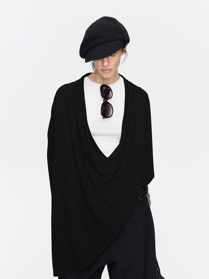 LYUOCHENG Asymmetric Draped V-neck Shirred Women&