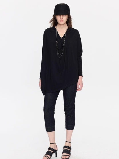 LYUOCHENG Asymmetric Draped V-neck Shirred Women&
