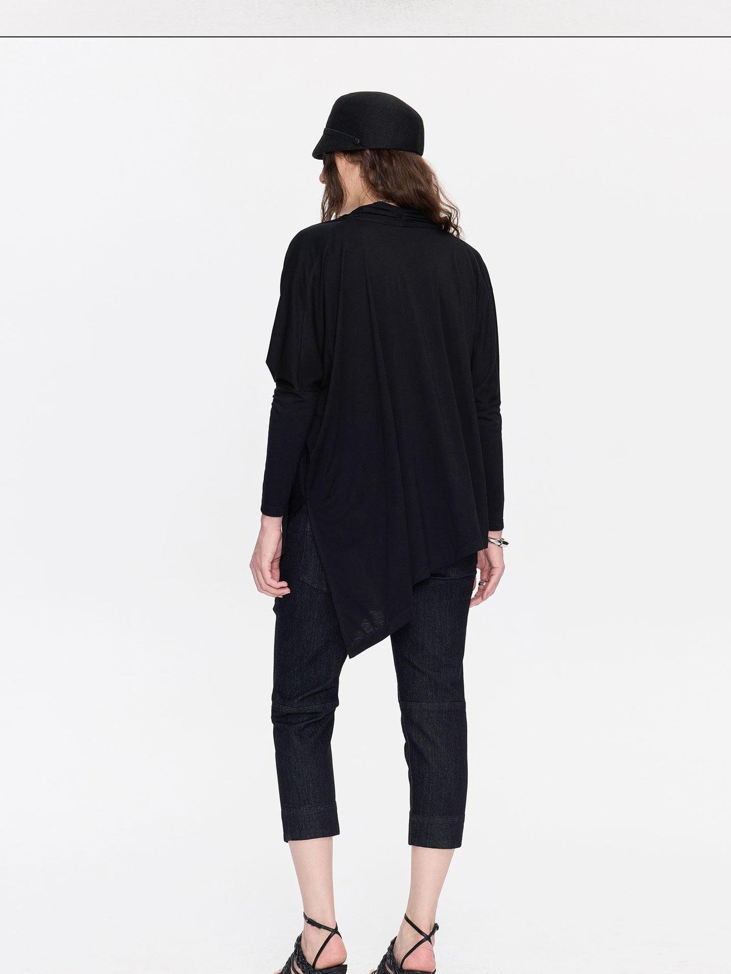 LYUOCHENG Asymmetric Draped V-neck Shirred Women&