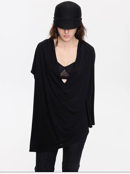 LYUOCHENG Asymmetric Draped V-neck Shirred Women&