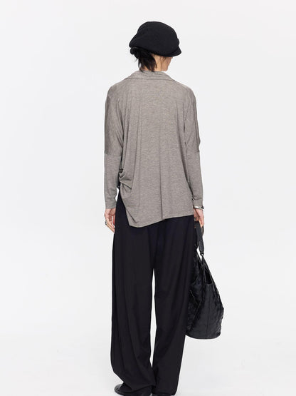 LYUOCHENG Asymmetric Draped V-neck Shirred Women&