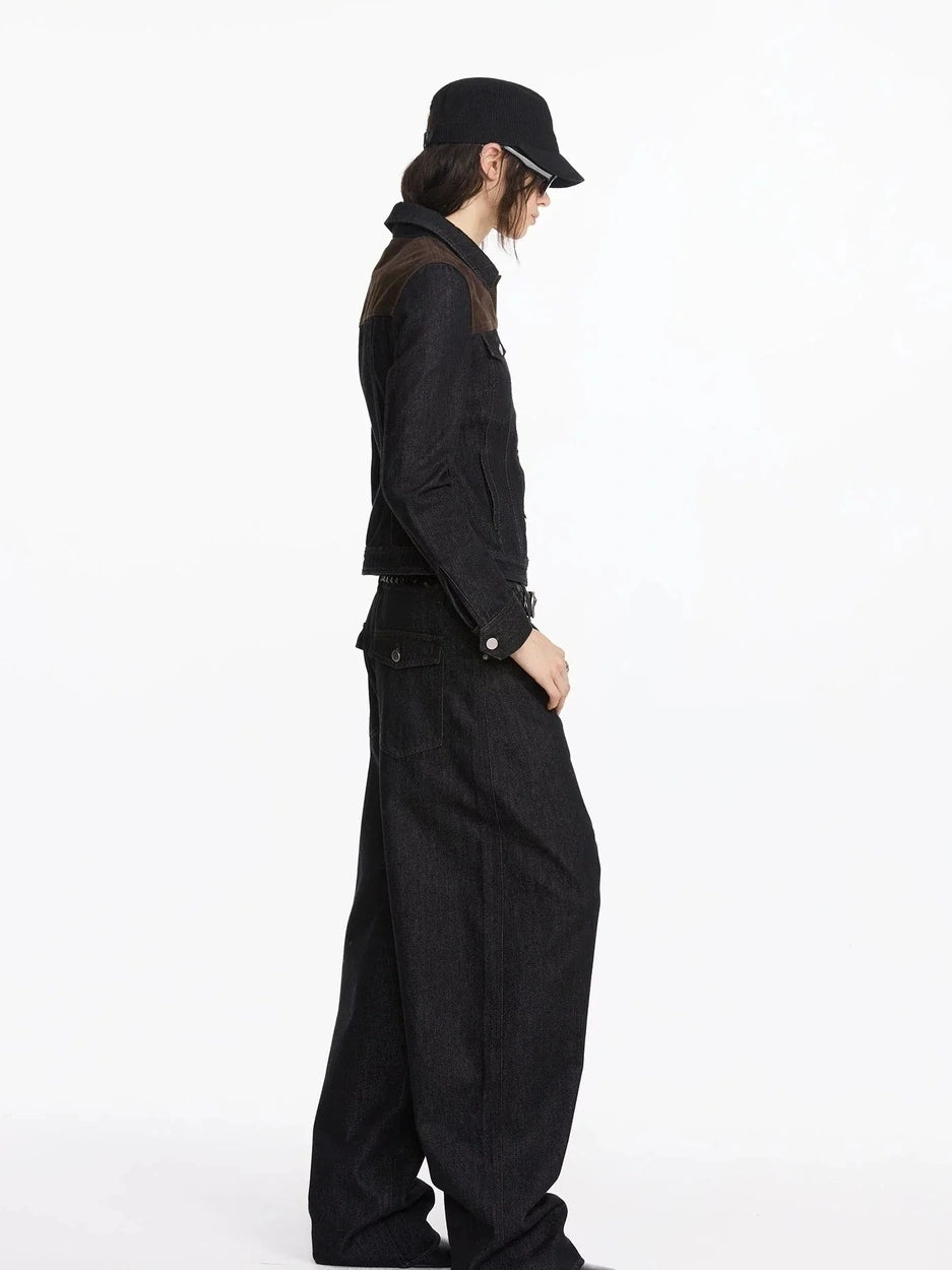 LYUOCHENG Asymmetric Inverted Raw Denim Jeans