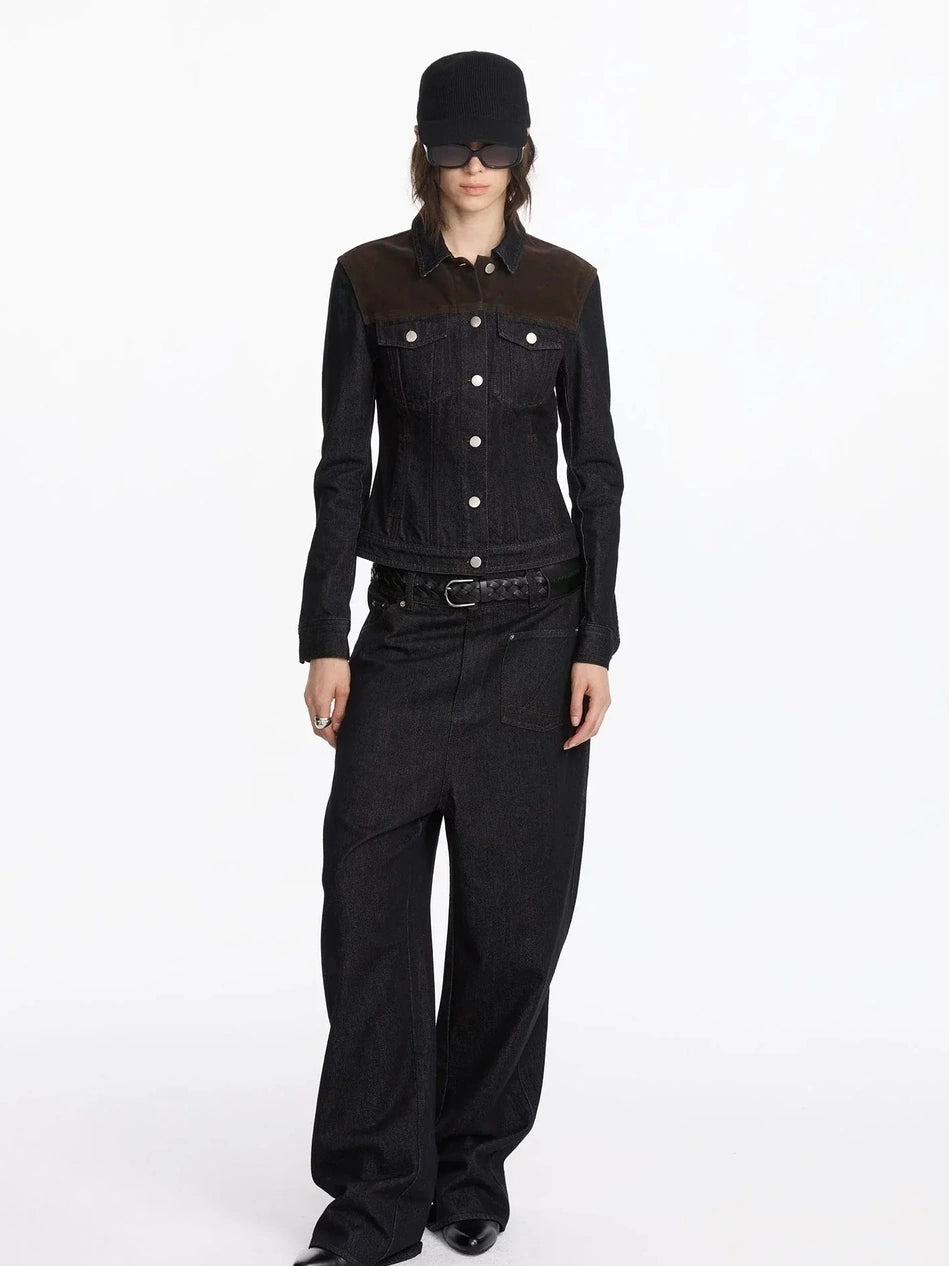 LYUOCHENG Asymmetric Inverted Raw Denim Jeans