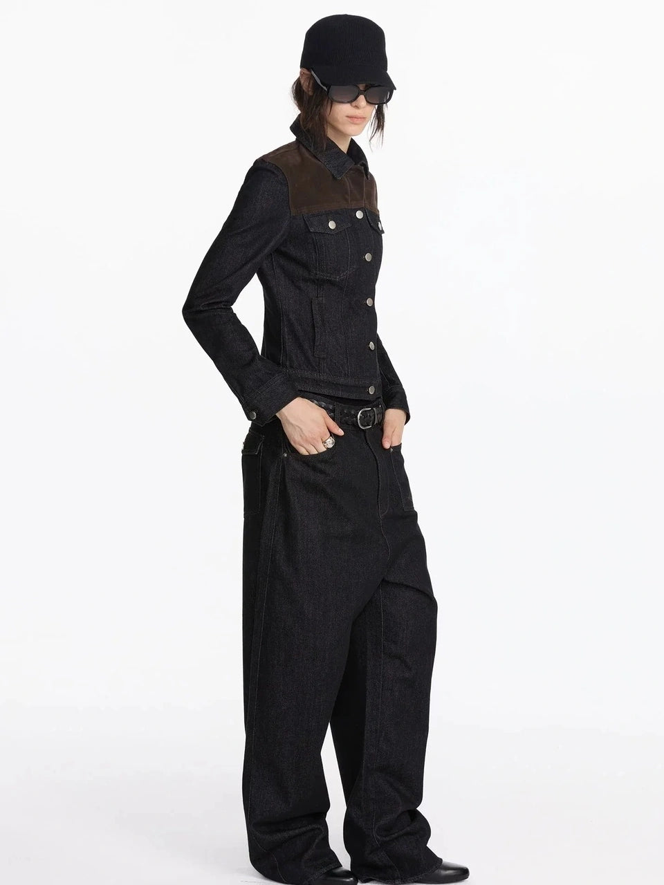 LYUOCHENG Asymmetric Inverted Raw Denim Jeans