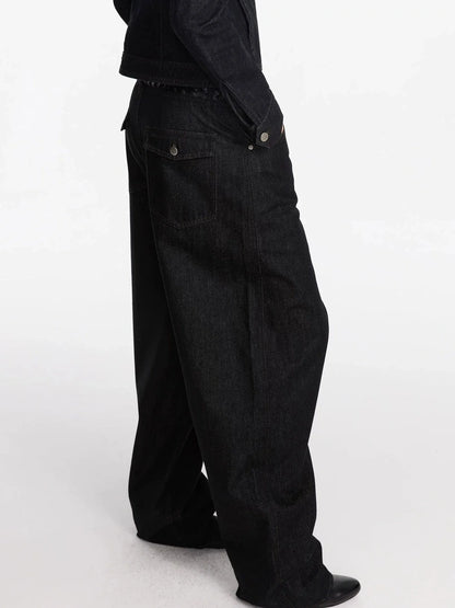 LYUOCHENG Asymmetric Inverted Raw Denim Jeans