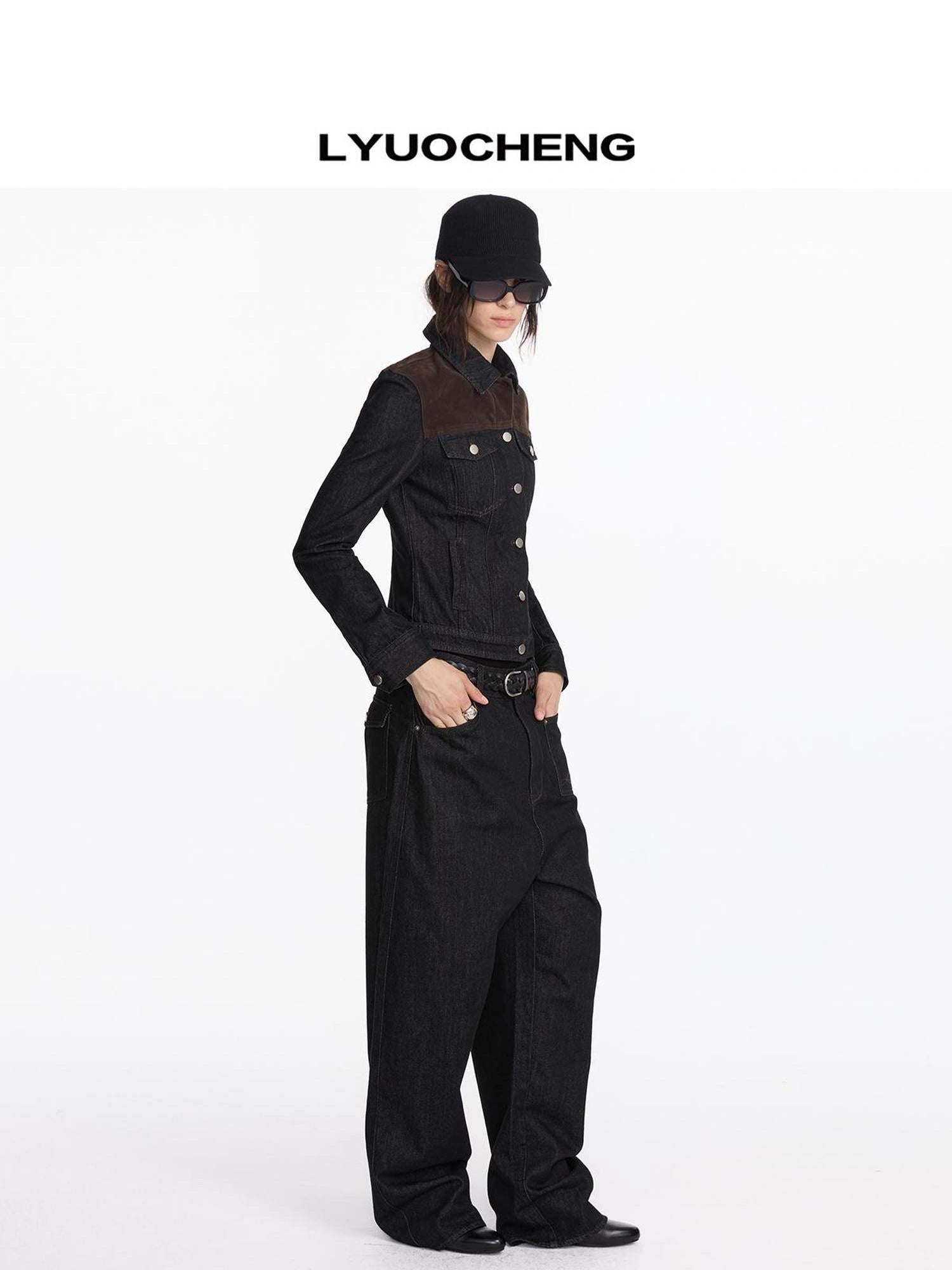 LYUOCHENG Asymmetric Inverted Raw Denim Jeans