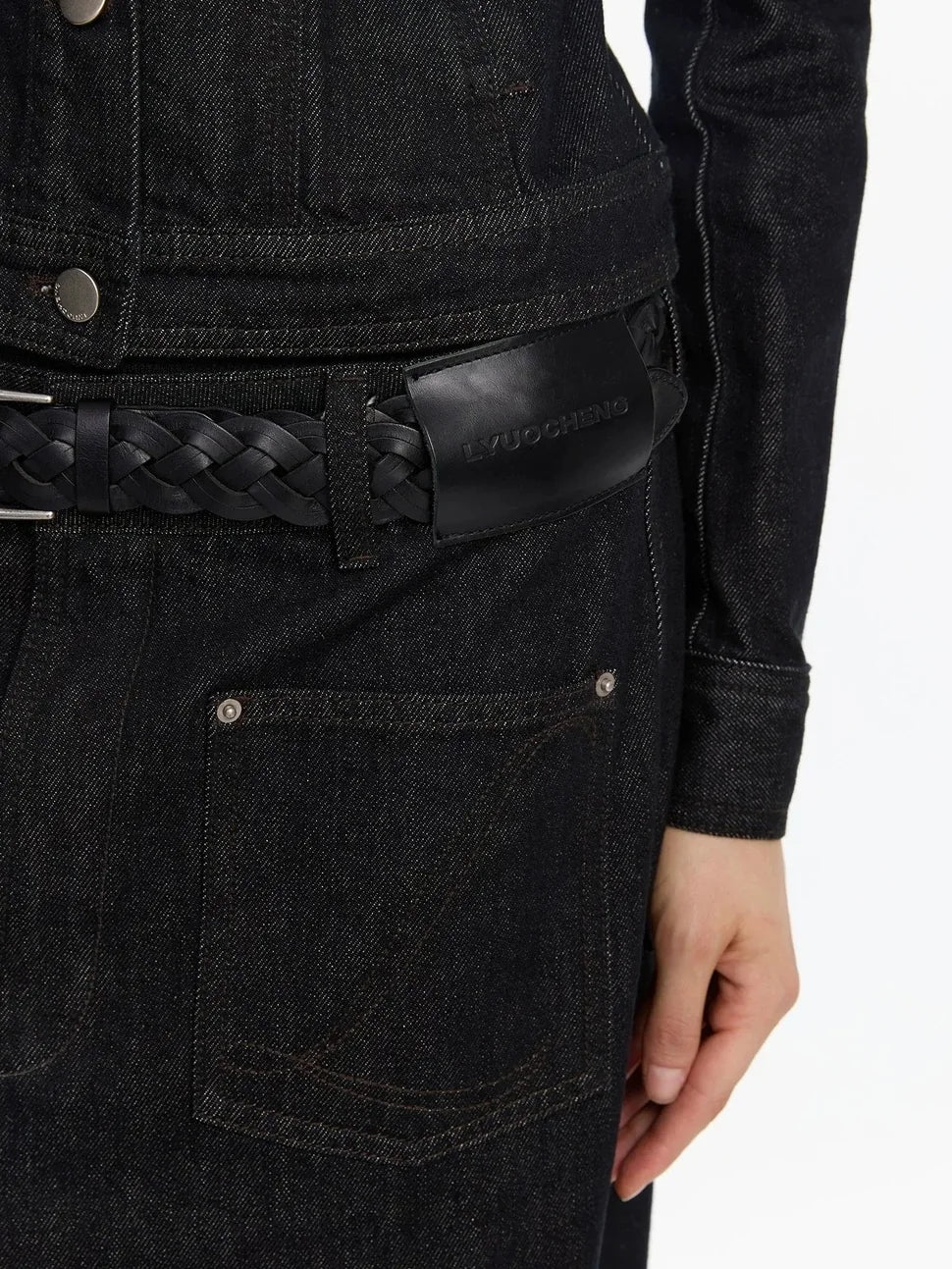 LYUOCHENG Asymmetric Inverted Raw Denim Jeans