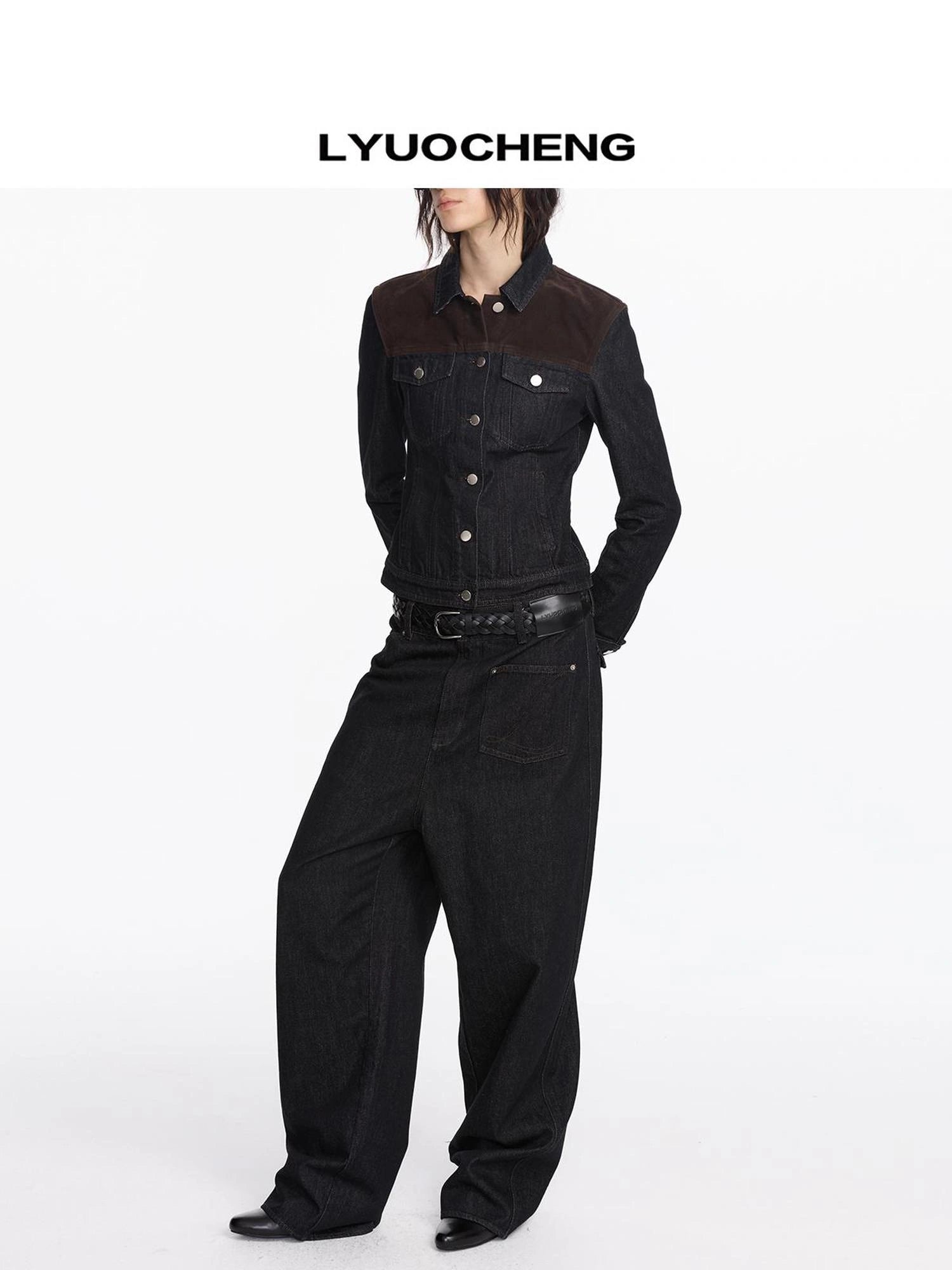 LYUOCHENG Asymmetric Inverted Raw Denim Jeans