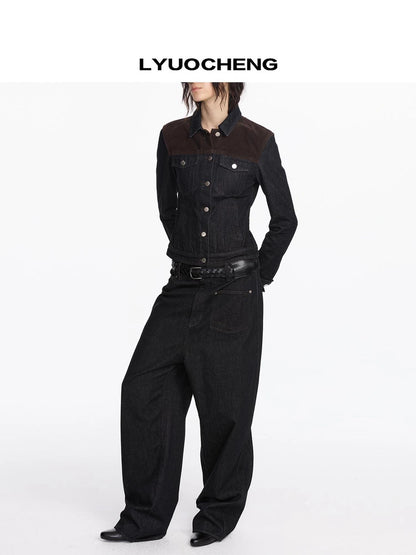 LYUOCHENG Asymmetric Inverted Raw Denim Jeans