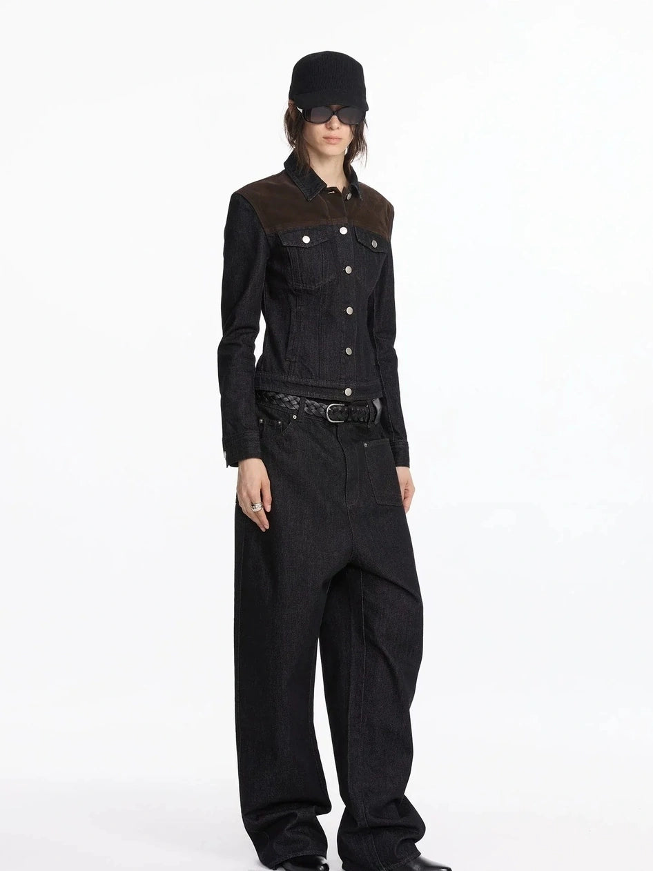 LYUOCHENG Asymmetric Inverted Raw Denim Jeans