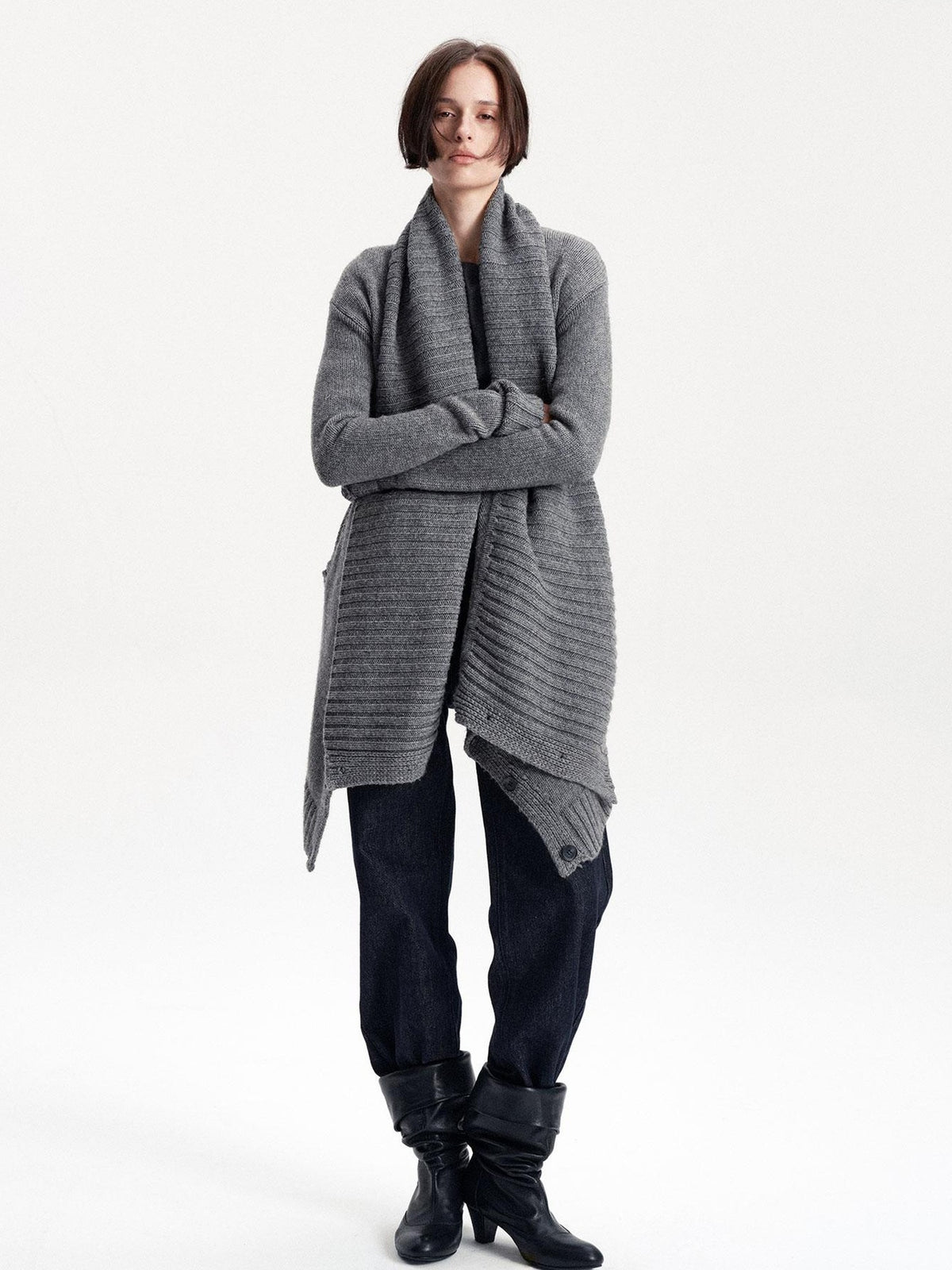 LYUOCHENG Asymmetric Irregular British Vintage Reversible Women&