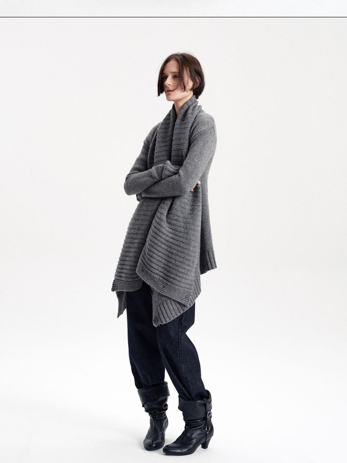 LYUOCHENG Asymmetric Irregular British Vintage Reversible Women&