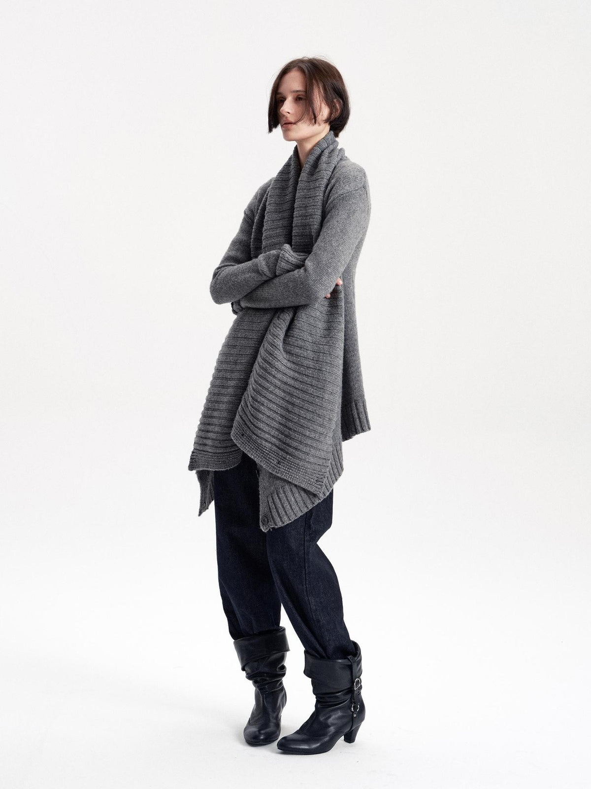 LYUOCHENG Asymmetric Irregular British Vintage Reversible Women&