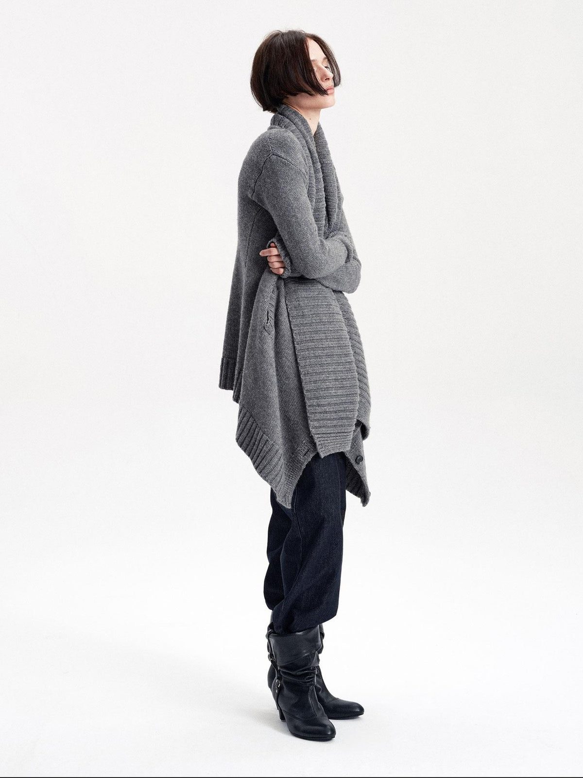 LYUOCHENG Asymmetric Irregular British Vintage Reversible Women&