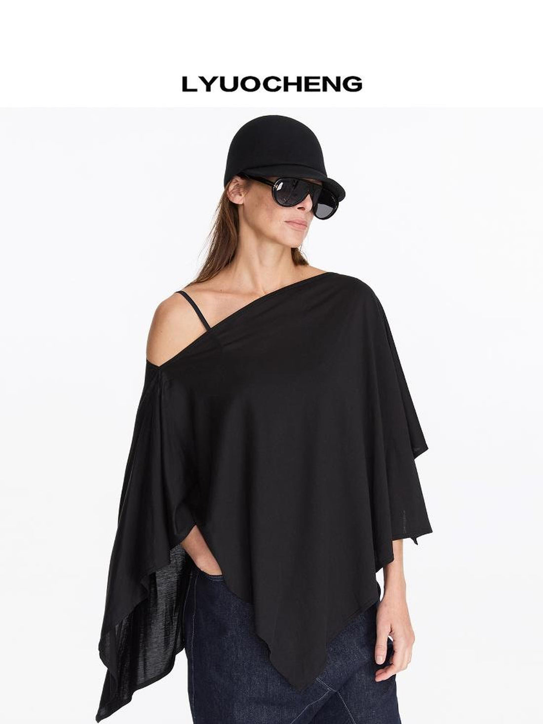 LYUOCHENG Asymmetric Off Shoulder Loose Womens Long Sleeve T-shirts