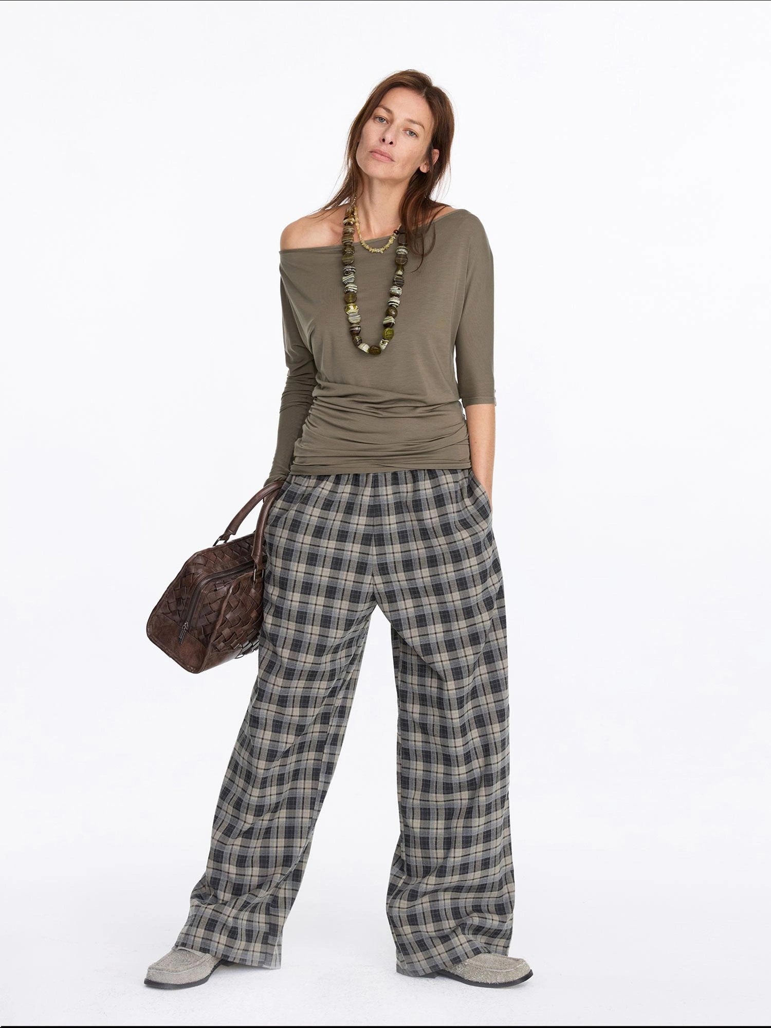 Asymmetric Off Shoulder Lyocell Stretch Tee
