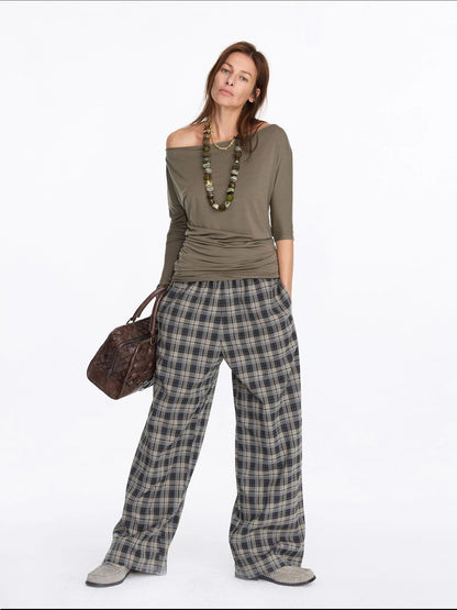 Asymmetric Off Shoulder Lyocell Stretch Tee