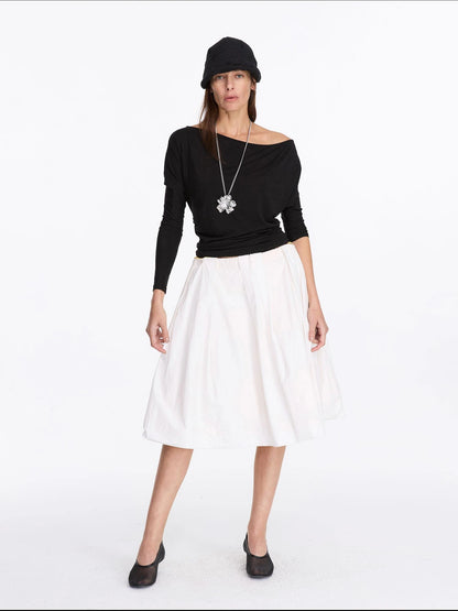 Asymmetric Off Shoulder Lyocell Stretch Tee