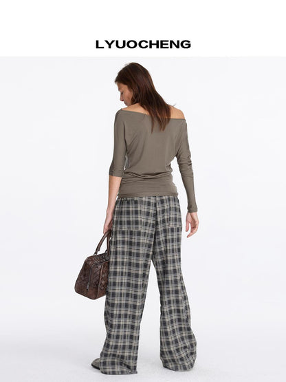 Asymmetric Off Shoulder Lyocell Stretch Tee