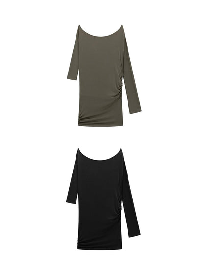Asymmetric Off Shoulder Lyocell Stretch Tee