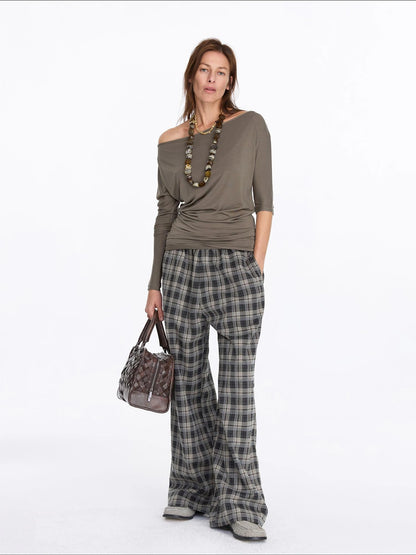 Asymmetric Off Shoulder Lyocell Stretch Tee
