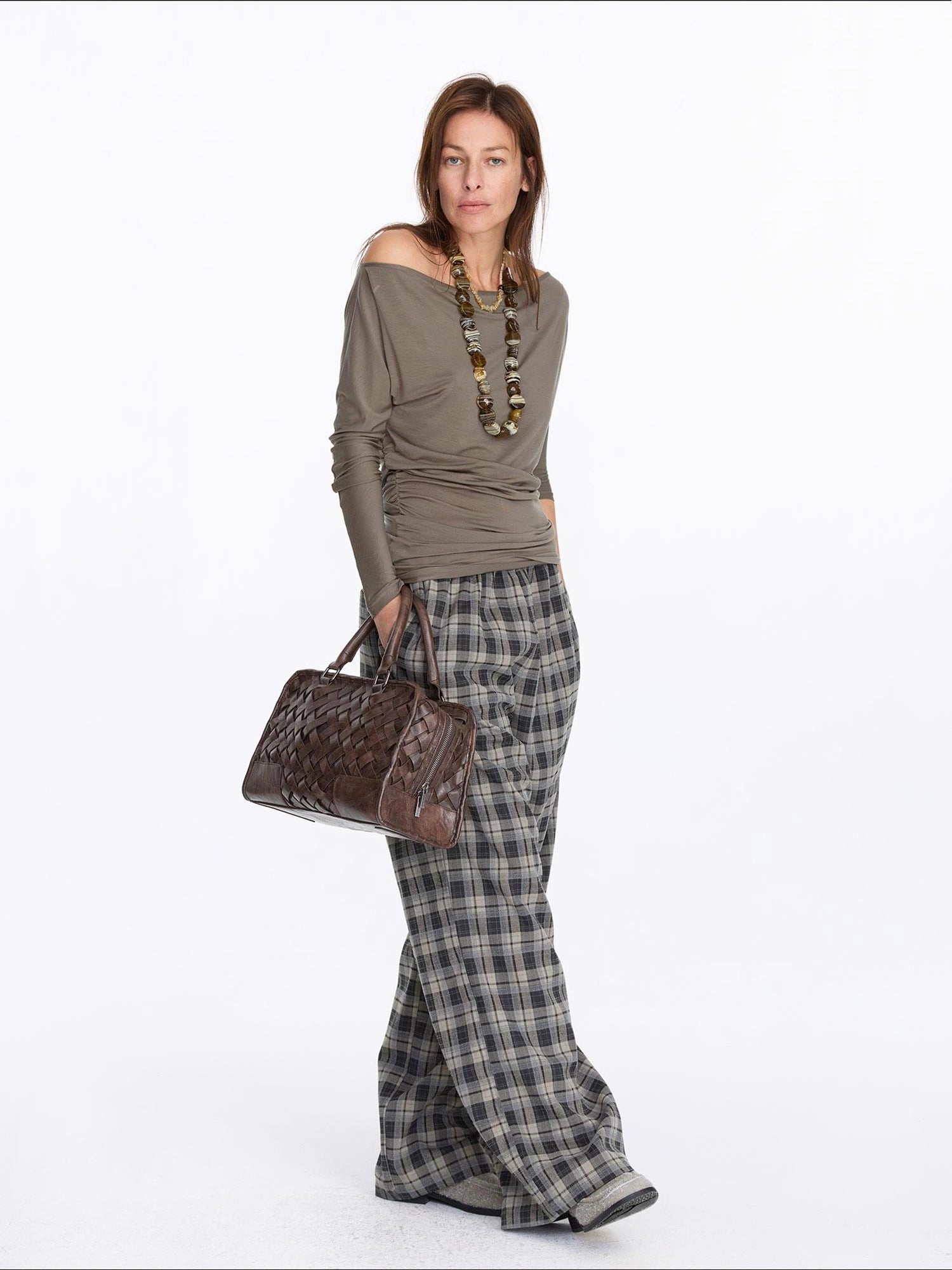 Asymmetric Off Shoulder Lyocell Stretch Tee
