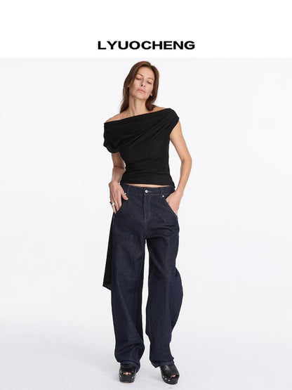 Asymmetric V-neck Sleeveless Top