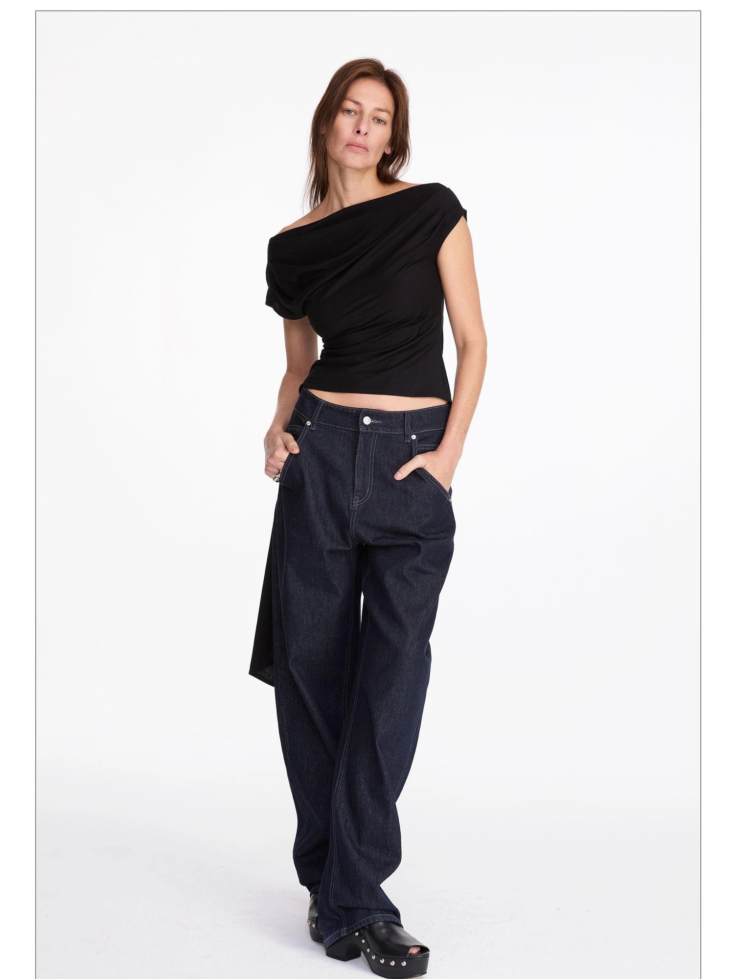 Asymmetric V-neck Sleeveless Top