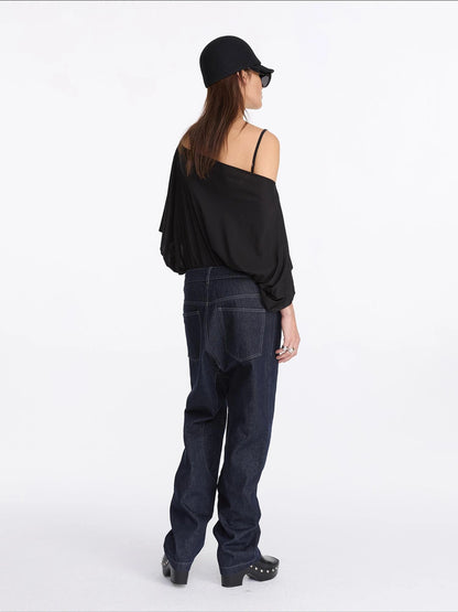 LYUOCHENG Asymmetrical Cold Shoulder Sun Protection Blouse