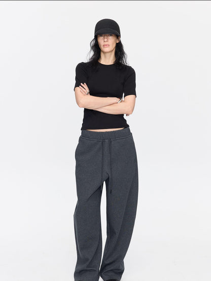 LYUOCHENG Asymmetrical Curved Cut Wide Leg High Waist Women&