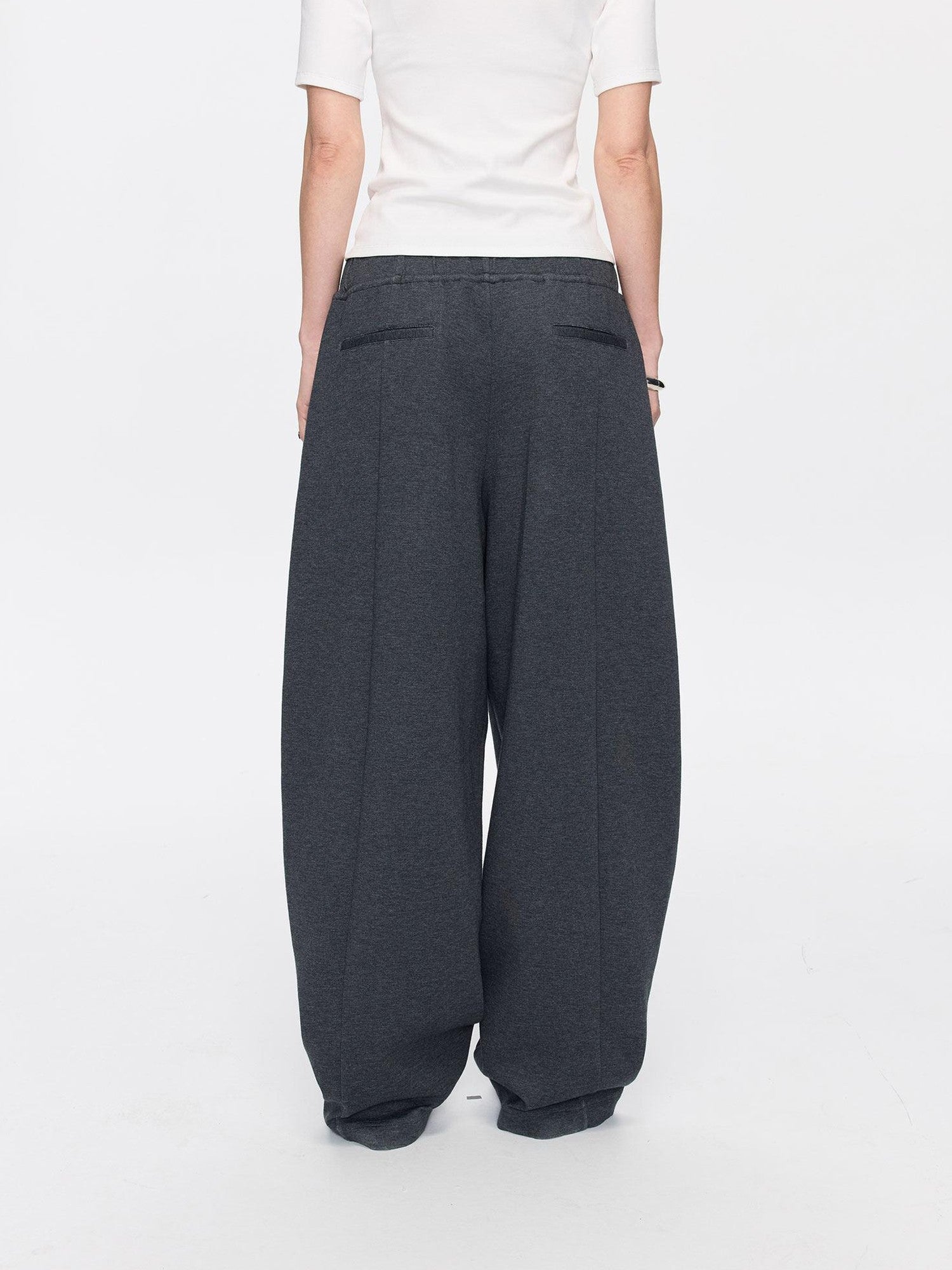 LYUOCHENG Asymmetrical Curved Cut Wide Leg High Waist Women&