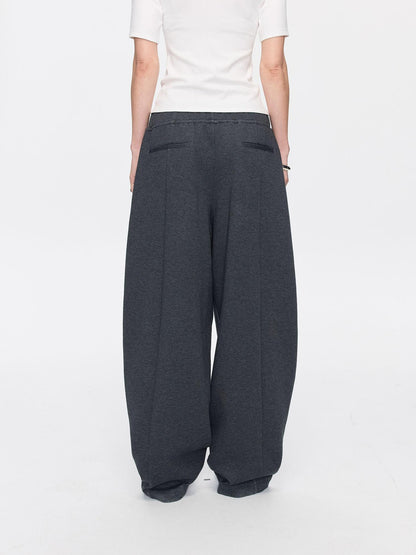 LYUOCHENG Asymmetrical Curved Cut Wide Leg High Waist Women&