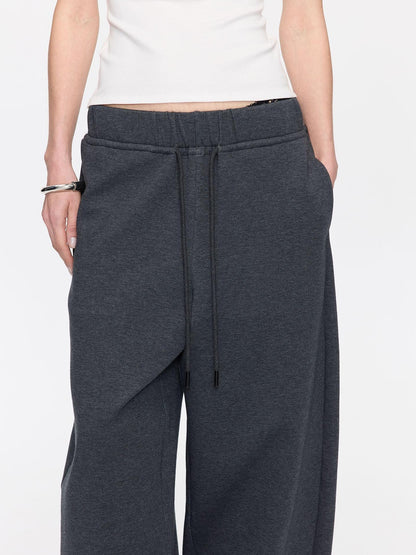 LYUOCHENG Asymmetrical Curved Cut Wide Leg High Waist Women&