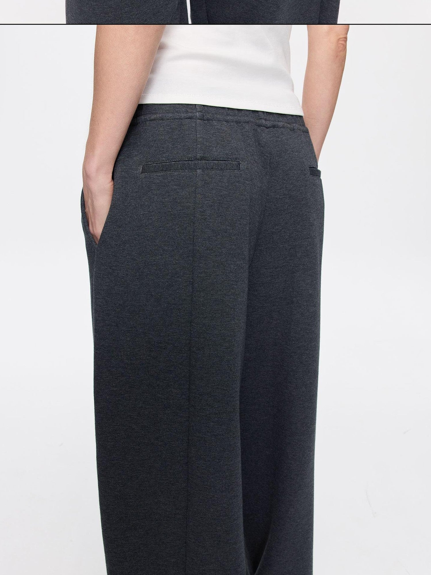 LYUOCHENG Asymmetrical Curved Cut Wide Leg High Waist Women&