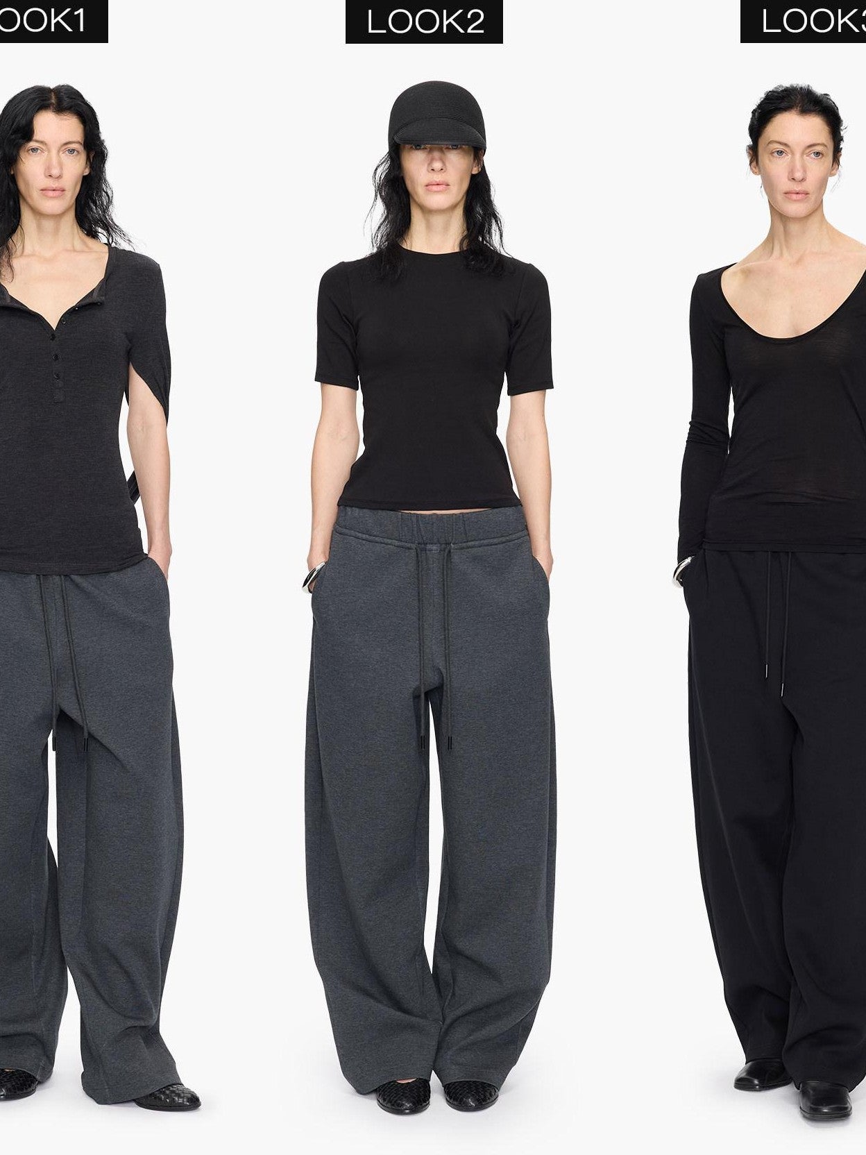 LYUOCHENG Asymmetrical Curved Cut Wide Leg High Waist Women&
