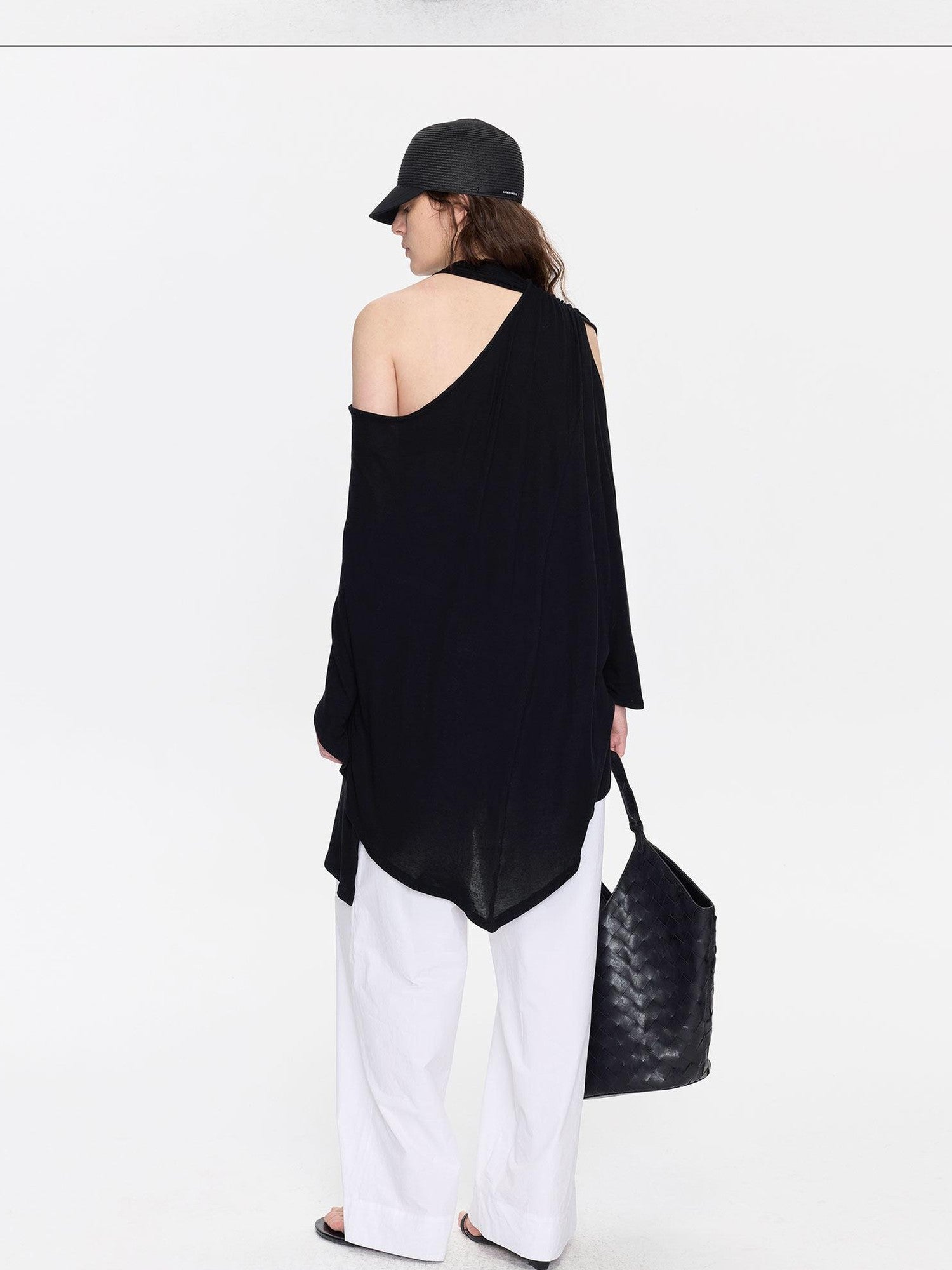 LYUOCHENG Asymmetrical Halter Drape Multiway Women&