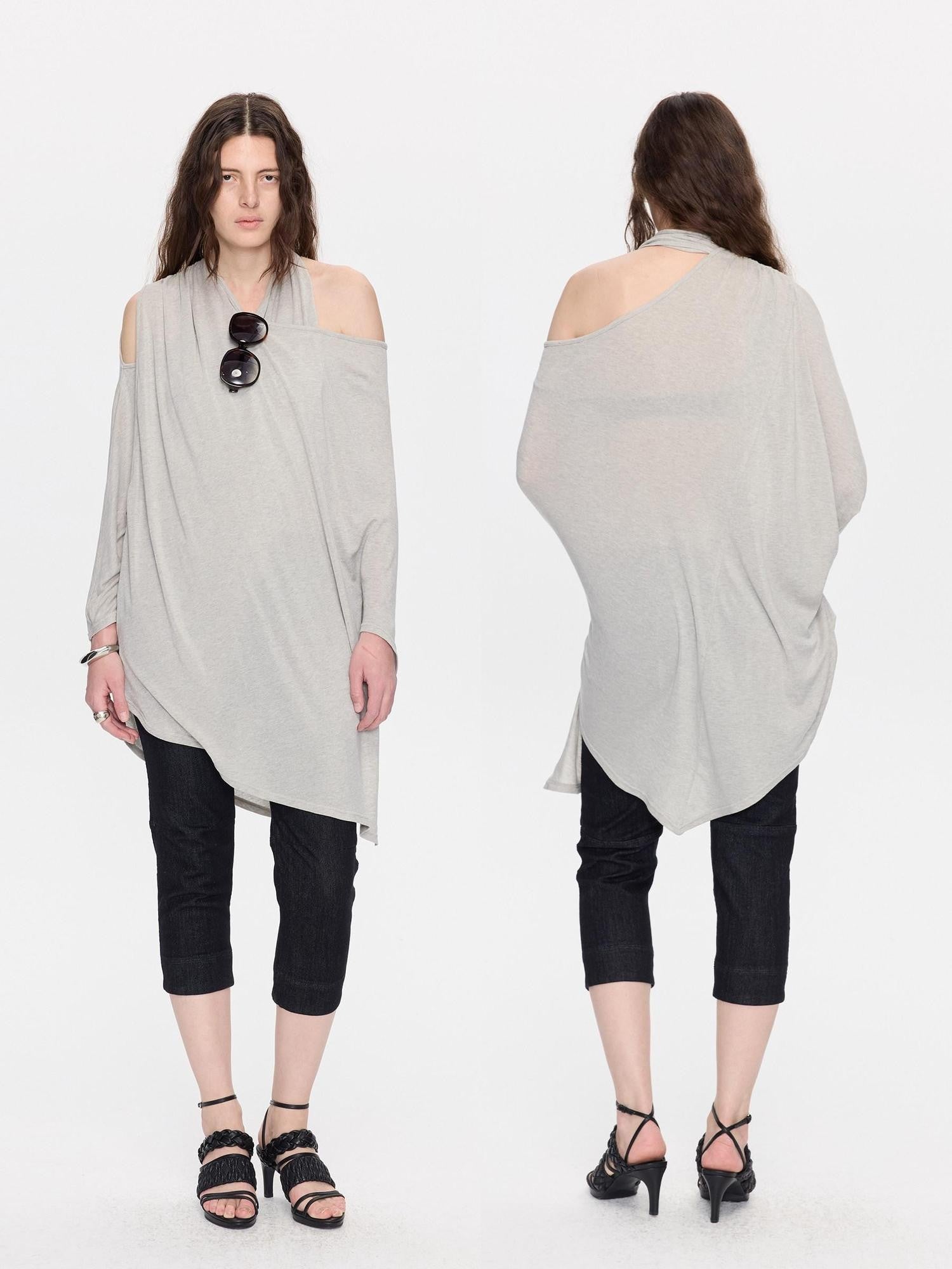 LYUOCHENG Asymmetrical Halter Drape Multiway Women&