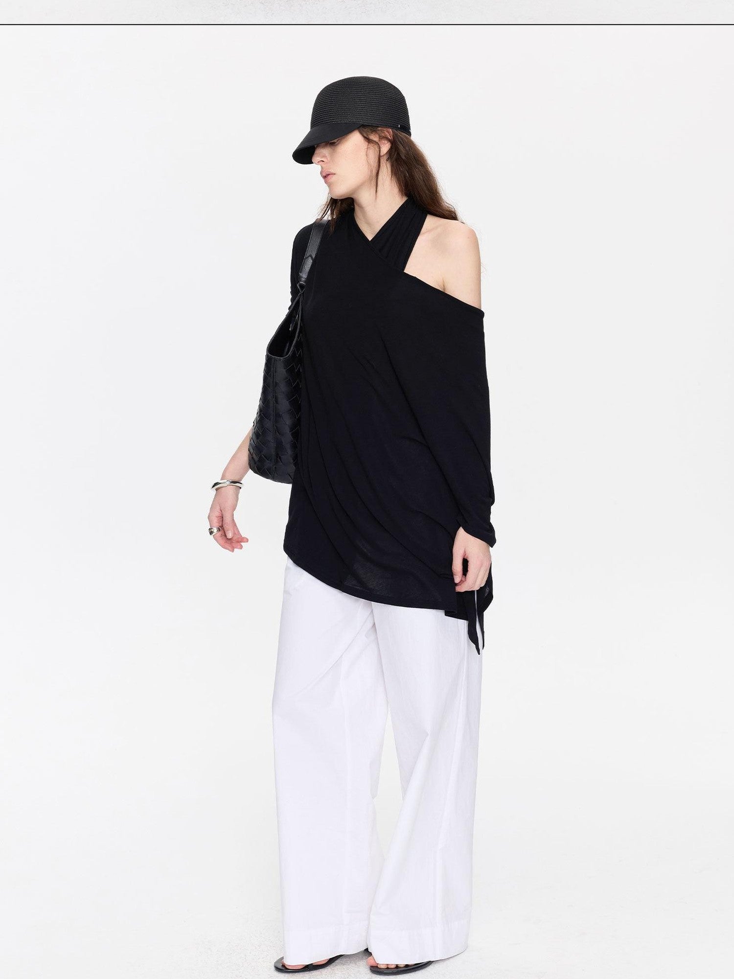 LYUOCHENG Asymmetrical Halter Drape Multiway Women&