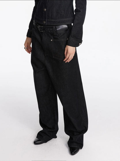Asymmetrical Inverted Raw Denim Jeans
