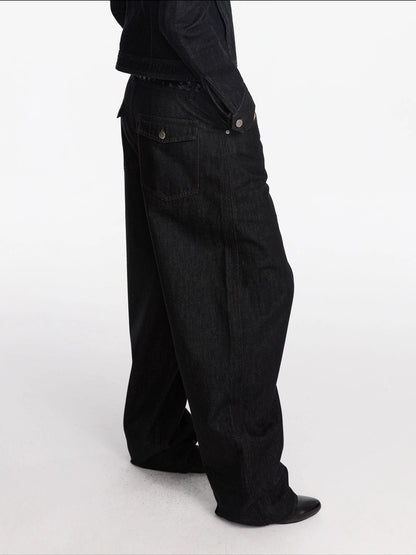 Asymmetrical Inverted Raw Denim Jeans