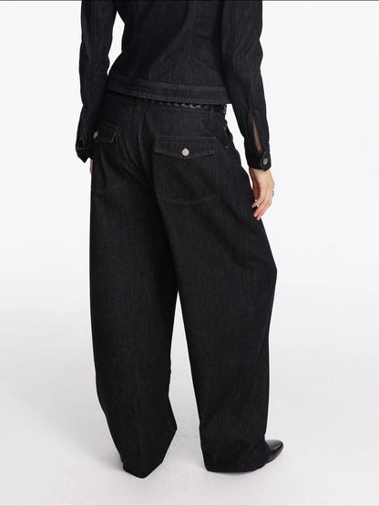 Asymmetrical Inverted Raw Denim Jeans